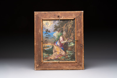 Philbert de Trappier: 'The Penitent Magdalene', reverse glass painting, France, signed and dated 1648-49