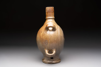 A Raeren stoneware pilgrim's flask, Germany, 17th C.