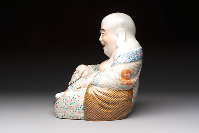 A Chinese famille rose Milefo Buddha, Yu Bingchang Zao 俞炳昌造 mark, Republic