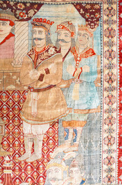 An exceptional and large embroidered silk 'Shahnameh' carpet, signed Musa Baft Tabriz, Tabriz, Iran, 20th C.