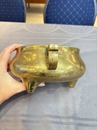 Two Chinese bronze censers and stands, Xuande mark, 19th C.