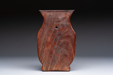 A rare Chinese moulded gourd wall pocket vase with landscape design, Guangxu mark and of the period