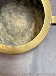 Two Chinese bronze censers and stands, Xuande mark, 19th C.