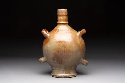 A Raeren stoneware pilgrim's flask, Germany, 17th C.