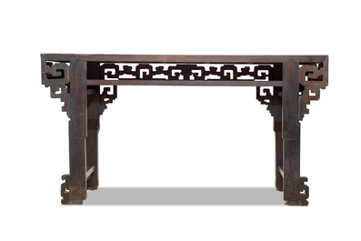 A large Chinese wooden 'Tiaoan' or altar table with chilong design, 19th C.