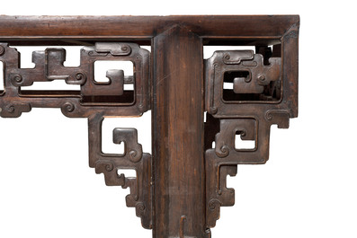 A large Chinese wooden 'Tiaoan' or altar table with chilong design, 19th C.