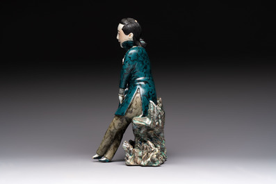 A fine and rare Chinese polychrome figure of a lady, Ye Yunhong Zhi 葉運紅製 mark, Republic