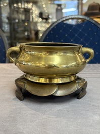 Two Chinese bronze censers and stands, Xuande mark, 19th C.