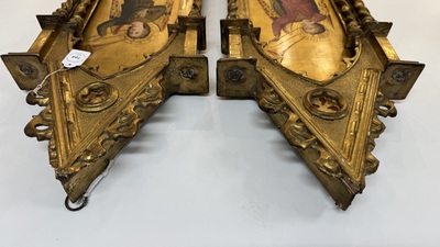 Attributed to C.L. Romoli: 'Trumpeting Angels', oil on panel, Italy, Neo-Gothic, 19th C.