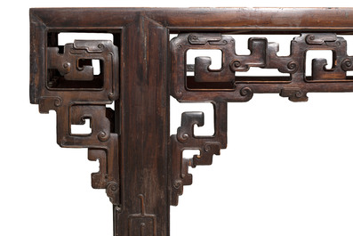 A large Chinese wooden 'Tiaoan' or altar table with chilong design, 19th C.