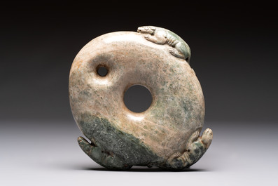 Three Chinese archaistic jade carvings, 20th C.