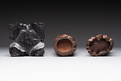 Six Chinese wooden and bamboo carvings, 19/20th C.