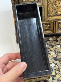 A Japanese Nanban portable lacquer cabinet, Momoyama, late 16th/early 17th C.