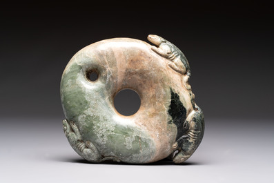 Three Chinese archaistic jade carvings, 20th C.