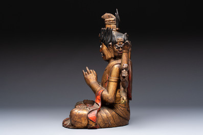 A Chinese or Japanese gilt-lacquered figure of Hayagrīva, 19th C.