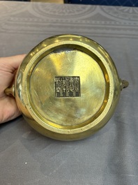 Two Chinese bronze censers and stands, Xuande mark, 19th C.