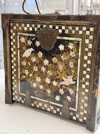 A Japanese Nanban portable lacquer cabinet, Momoyama, late 16th/early 17th C.