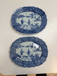 13 Chinese blue and white 'Xi Xiang Ji' serving dishes, Qianlong