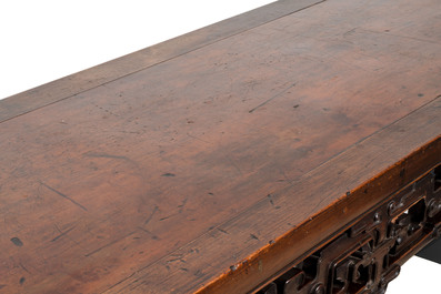 A large Chinese wooden 'Tiaoan' or altar table with chilong design, 19th C.