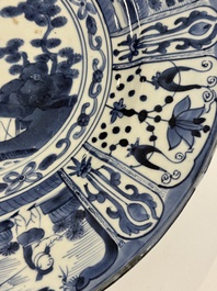 A massive Japanese Arita blue and white 'fisherman' dish, Edo, 17th C.