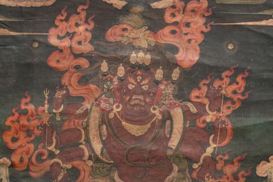 A fine Tibetan 'Vajrabhairava' thangka, 18/19th C.