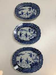 13 Chinese blue and white 'Xi Xiang Ji' serving dishes, Qianlong