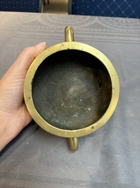 Two Chinese bronze censers and stands, Xuande mark, 19th C.