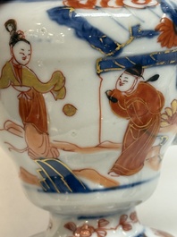 An extraordinary Chinese Imari-style oil lamp and cover, Kangxi/Yongzheng