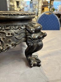 A Chinese carved hongmu stand, Canton 19th C.