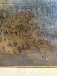 Flemish school: 'The Tower of Babel', oil on canvas, 17th C.