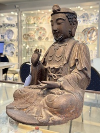 A rare Chinese dry lacquer figure of a Luohan, Ming