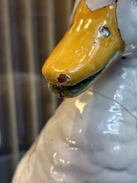 A polychrome French faience duck tureen and cover, Marseille, 18th C.