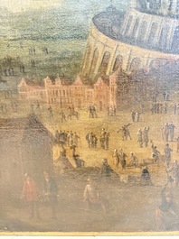 Flemish school: 'The Tower of Babel', oil on canvas, 17th C.