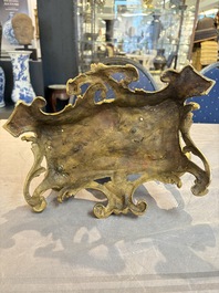 * A gilt-bronze-mounted celadon-glazed group of three figures riding an elephant, probably Samson, Paris, 19th C.