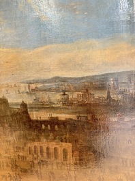 Flemish school: 'The Tower of Babel', oil on canvas, 17th C.