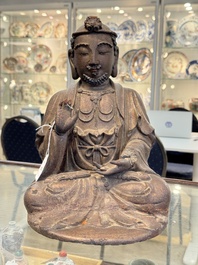 A rare Chinese dry lacquer figure of a Luohan, Ming