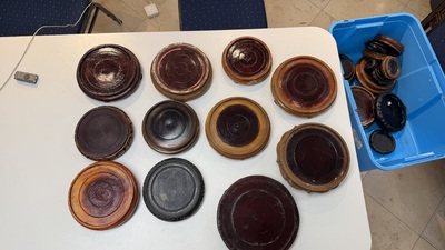 A large collection of 100 Chinese wooden stands, 19/20th C.