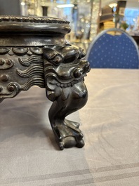 A Chinese carved hongmu stand, Canton 19th C.