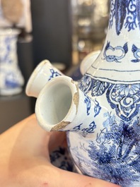A blue and white Dutch Delft tulip vase, 19th C.