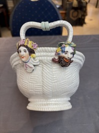 A Meissen kakiemon-style basket with figural head handles, Germany, 18th C.