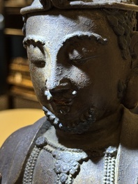 A rare Chinese dry lacquer figure of a Luohan, Ming