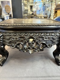 A Chinese carved hongmu stand, Canton 19th C.