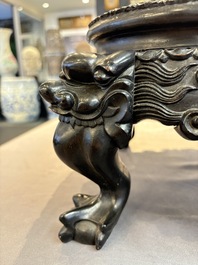 A Chinese carved hongmu stand, Canton 19th C.