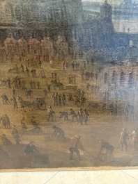 Flemish school: 'The Tower of Babel', oil on canvas, 17th C.