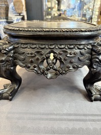 A Chinese carved hongmu stand, Canton 19th C.
