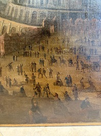 Flemish school: 'The Tower of Babel', oil on canvas, 17th C.