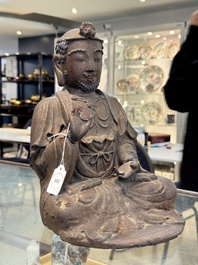 A rare Chinese dry lacquer figure of a Luohan, Ming