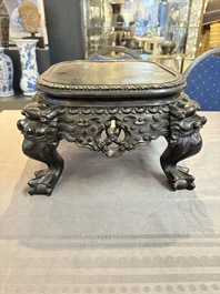 A Chinese carved hongmu stand, Canton 19th C.