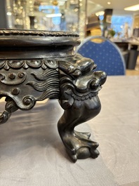 A Chinese carved hongmu stand, Canton 19th C.