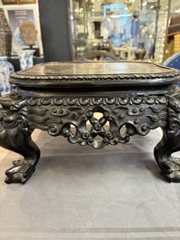 A Chinese carved hongmu stand, Canton 19th C.